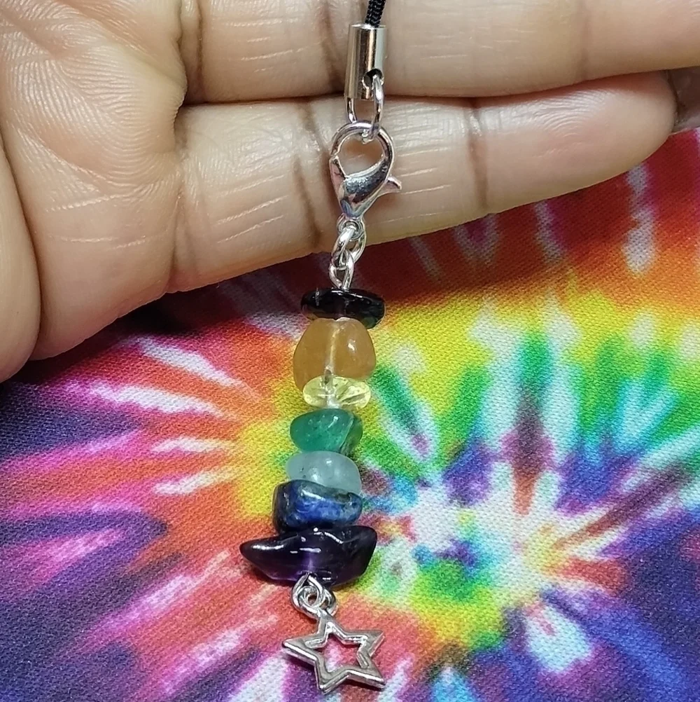 SMALL Handmade Chakra Star Phone Charm